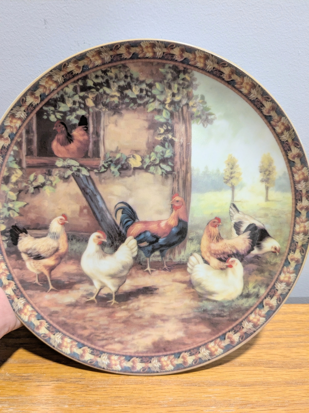 Rustic Chicken Family Decorative Plate - Multi-Color - Picture 3 of 6